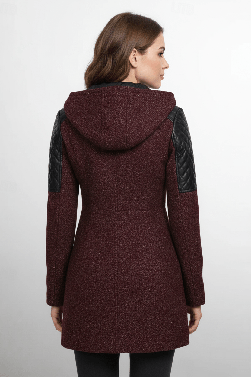 Women's Quilted Sleeve Tailored Jacket with Asymmetrical Zip Hood for Casual Everyday Wear