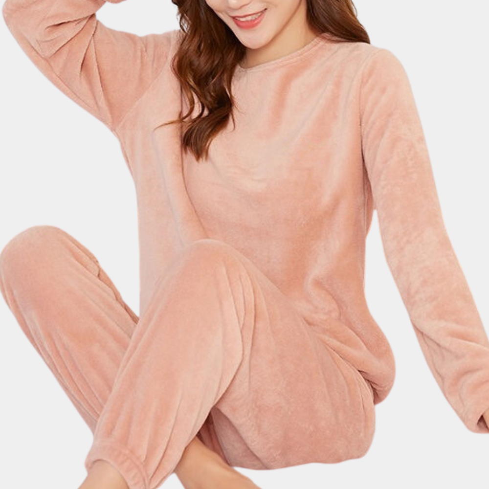 Women's Soft Fabric Relaxed Fit Tracksuit - Casual Round Neck Loungewear Set for Everyday Comfort