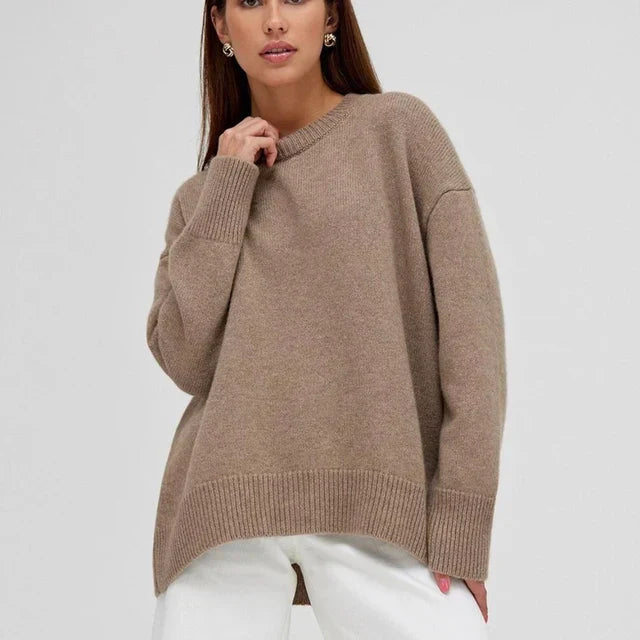 Women's Ribbed Knit Pullover Sweater | Cozy Winter Cuff Design for Cold Weather Wear