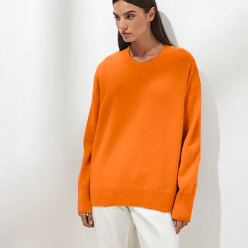 Women's Ribbed Knit Pullover Sweater | Cozy Winter Cuff Design for Cold Weather Wear