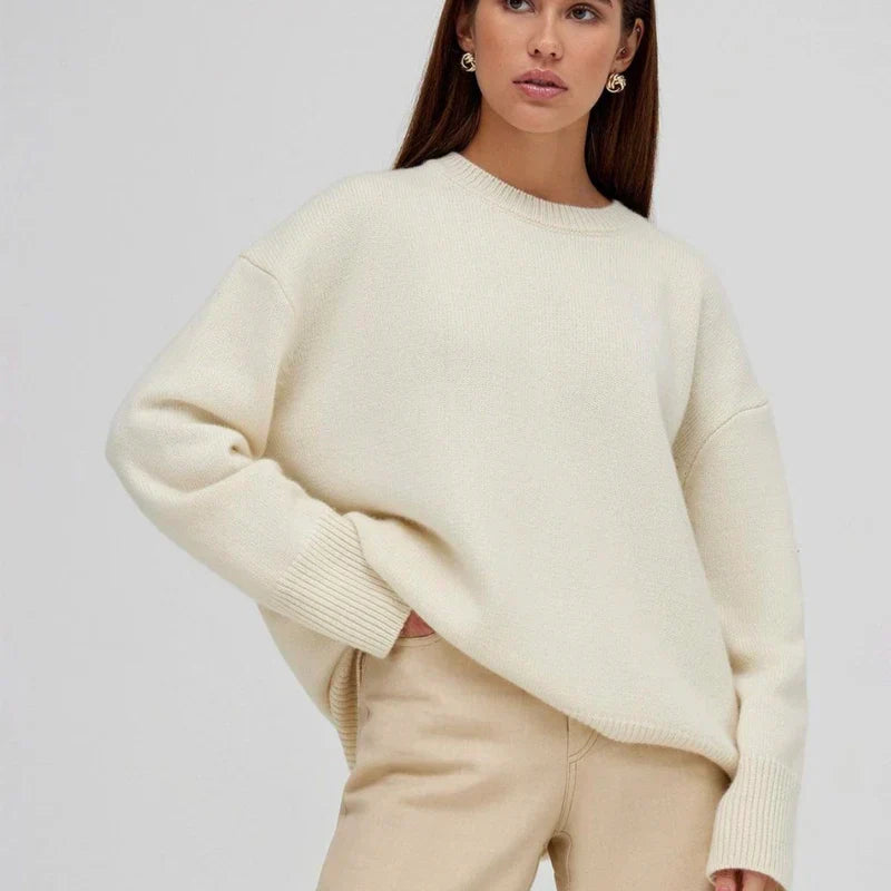 Women's Ribbed Knit Pullover Sweater | Cozy Winter Cuff Design for Cold Weather Wear