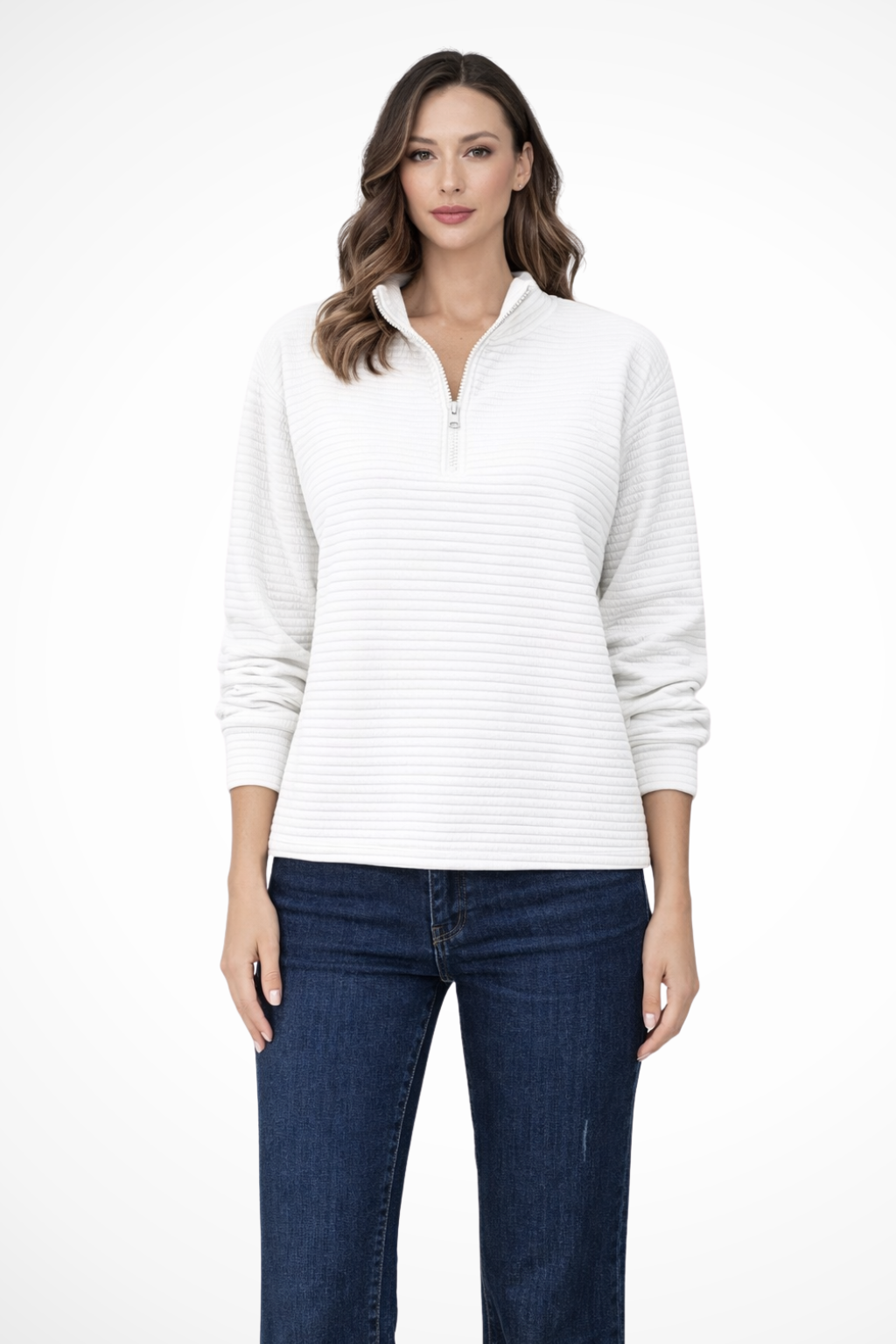 Women's Ribbed Half Zip Long Sleeve Sweater - Spring Fashion Essential
