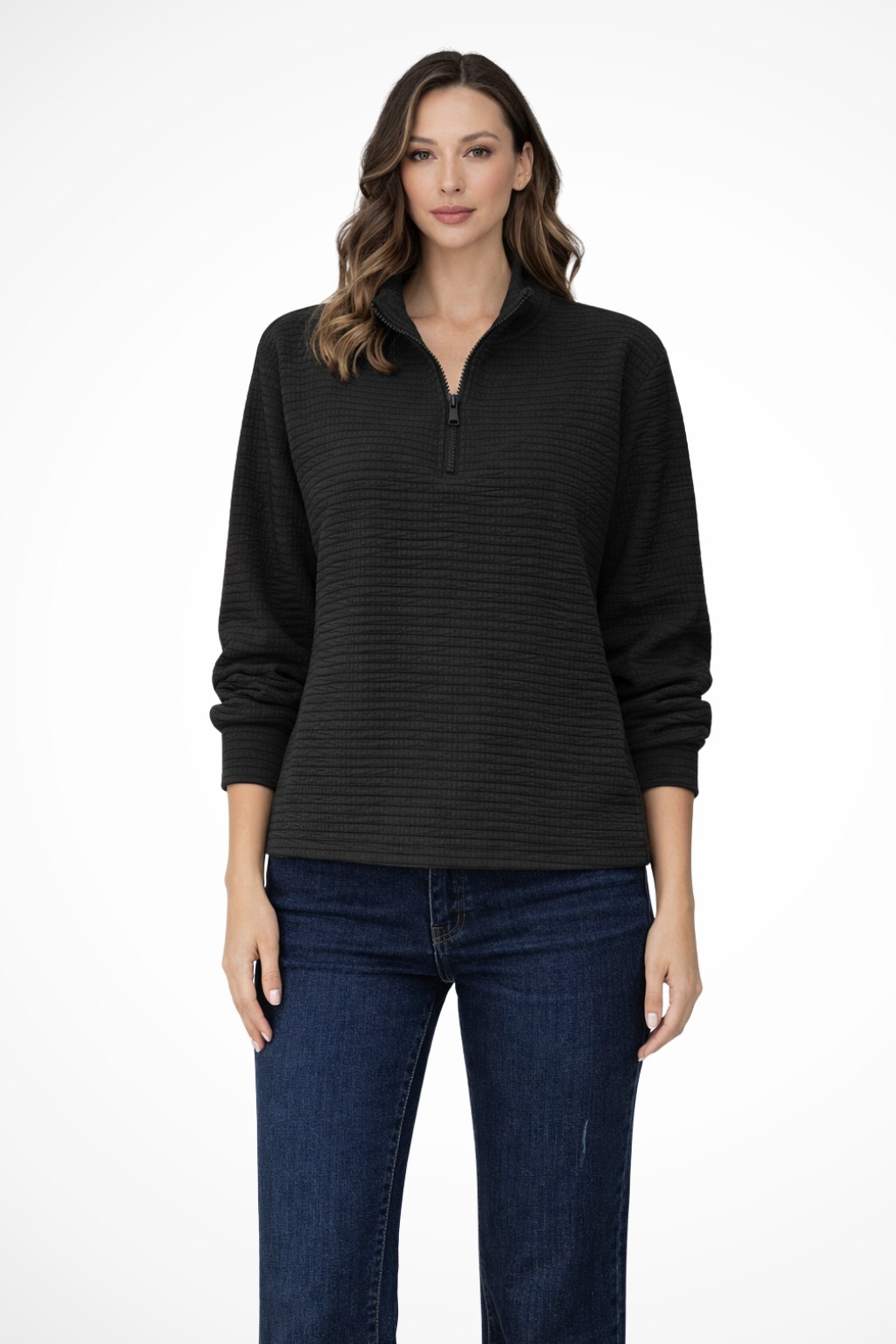 Women's Ribbed Half Zip Long Sleeve Sweater - Spring Fashion Essential