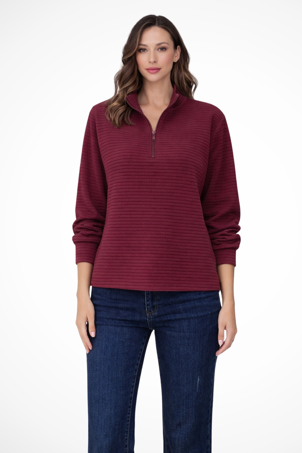 Women's Ribbed Half Zip Long Sleeve Sweater - Spring Fashion Essential