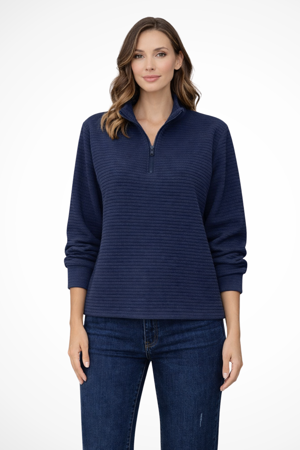 Women's Ribbed Half Zip Long Sleeve Sweater - Spring Fashion Essential