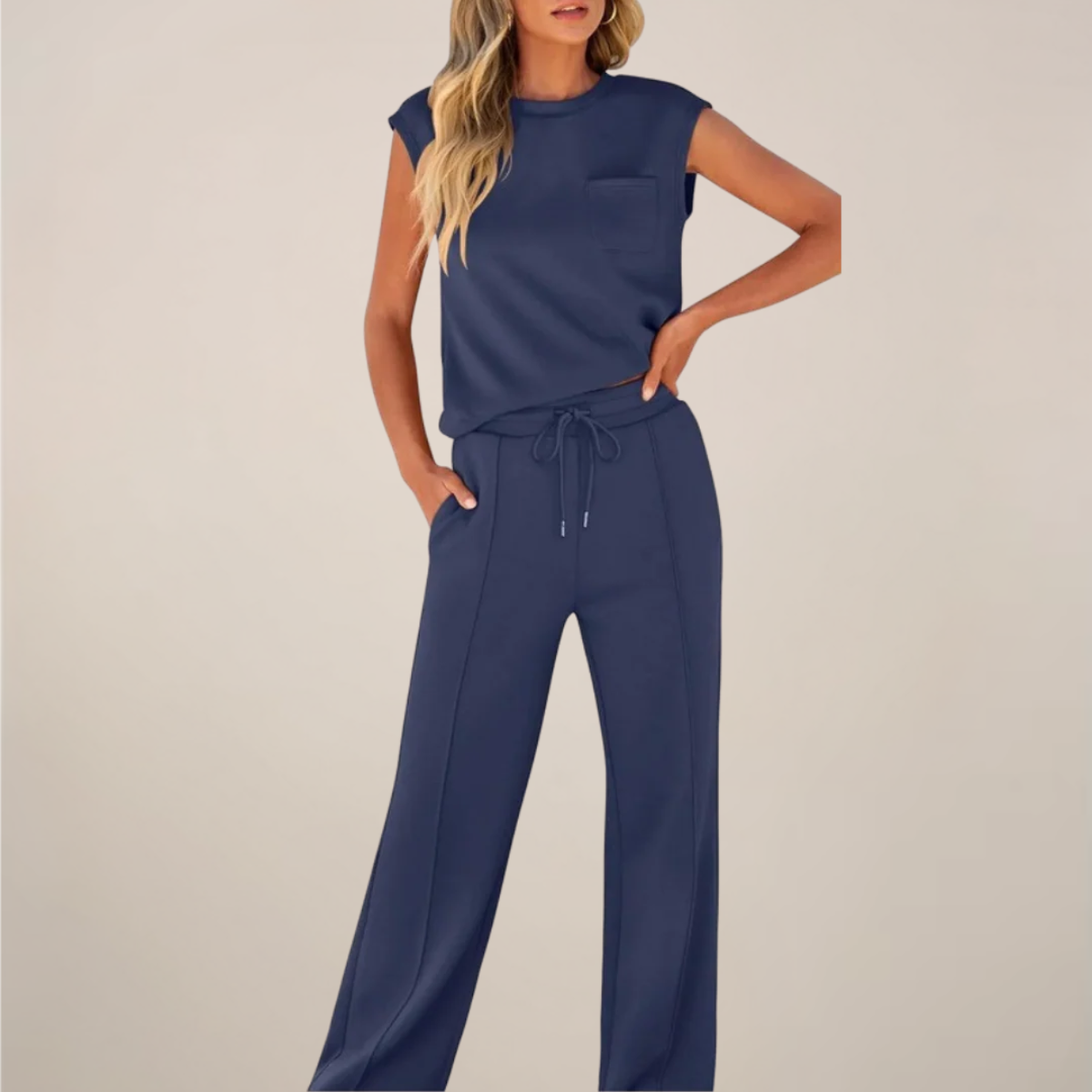 Women's Lightweight Drawstring Pants Set - Casual Spring Style for Everyday Wear