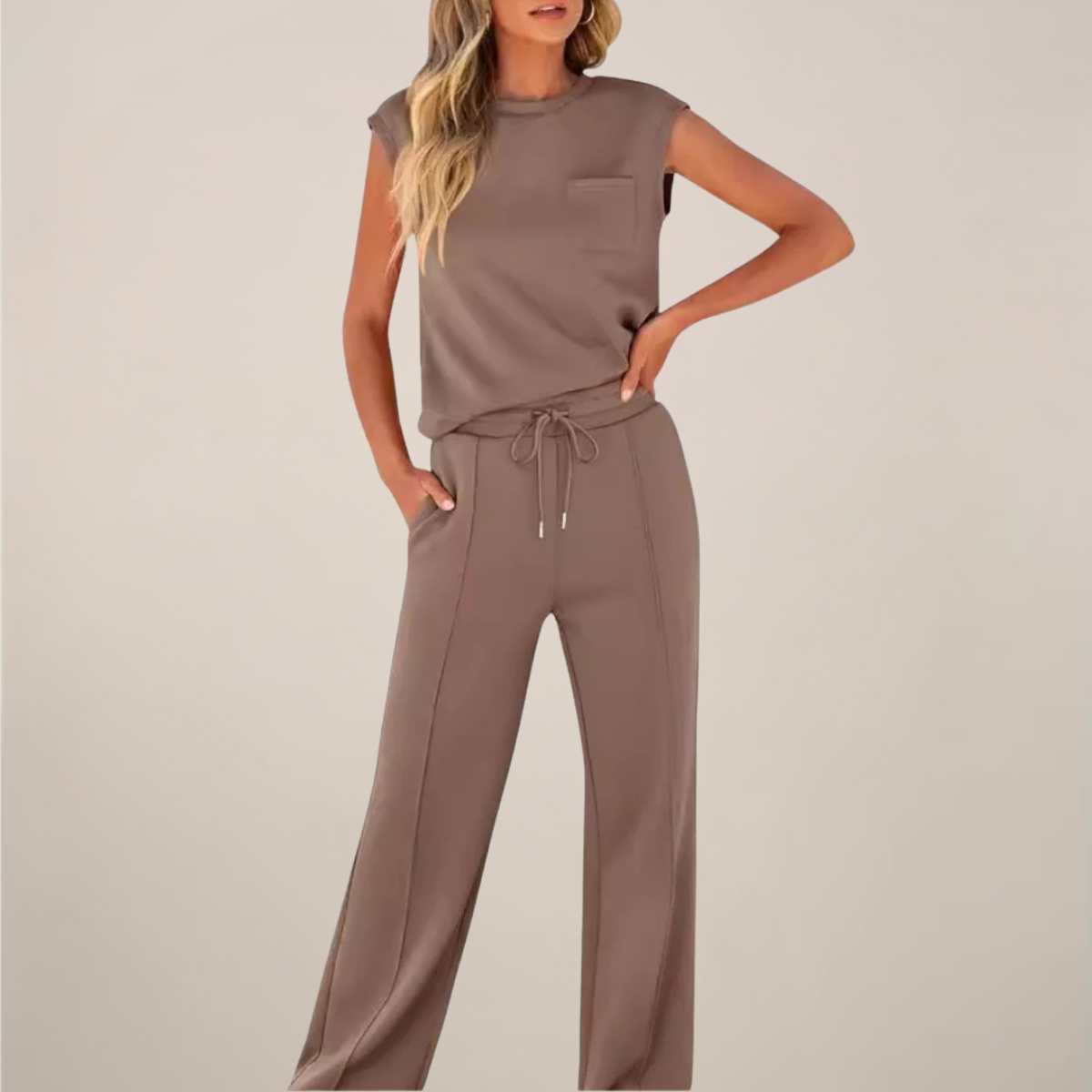 Women's Lightweight Drawstring Pants Set - Casual Spring Style for Everyday Wear