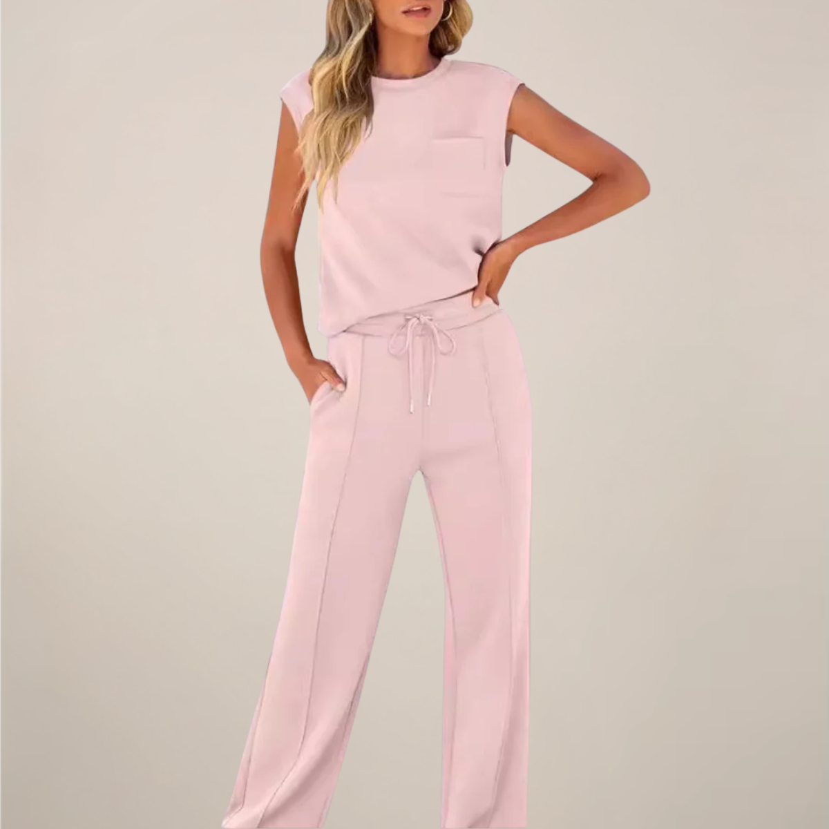 Women's Lightweight Drawstring Pants Set - Casual Spring Style for Everyday Wear
