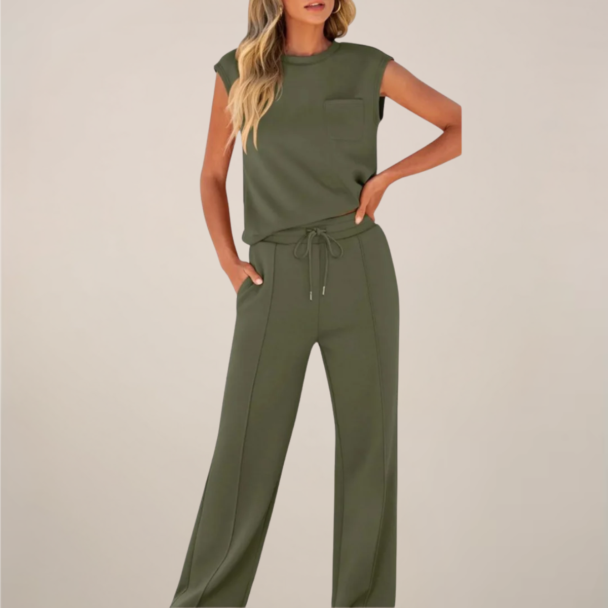 Women's Lightweight Drawstring Pants Set - Casual Spring Style for Everyday Wear