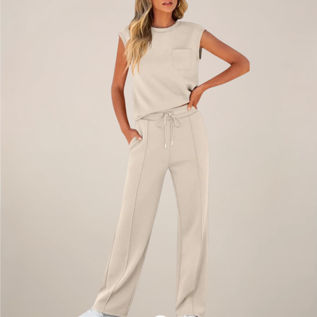 Women's Lightweight Drawstring Pants Set - Casual Spring Style for Everyday Wear