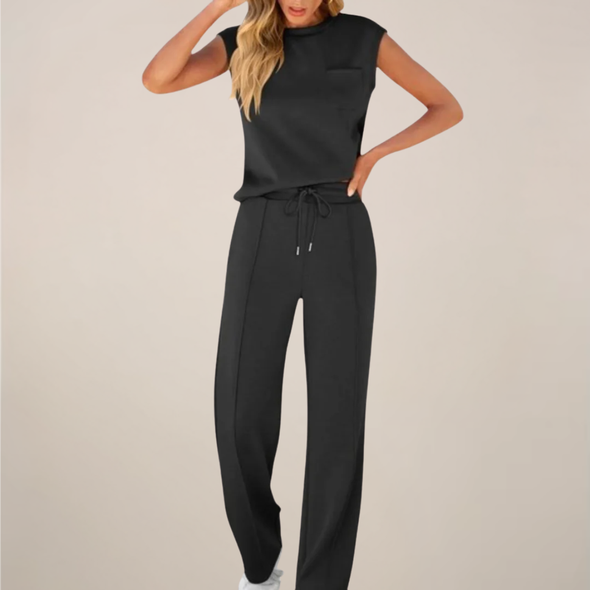 Women's Lightweight Drawstring Pants Set - Casual Spring Style for Everyday Wear