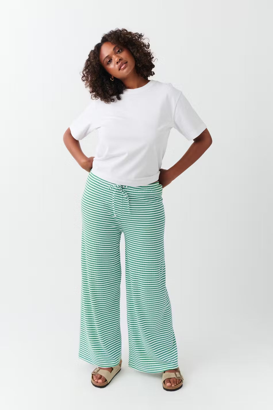 Women's Lightweight Cotton Striped Relaxed Pants | Casual Spring Fashion | Comfortable Everyday Wear