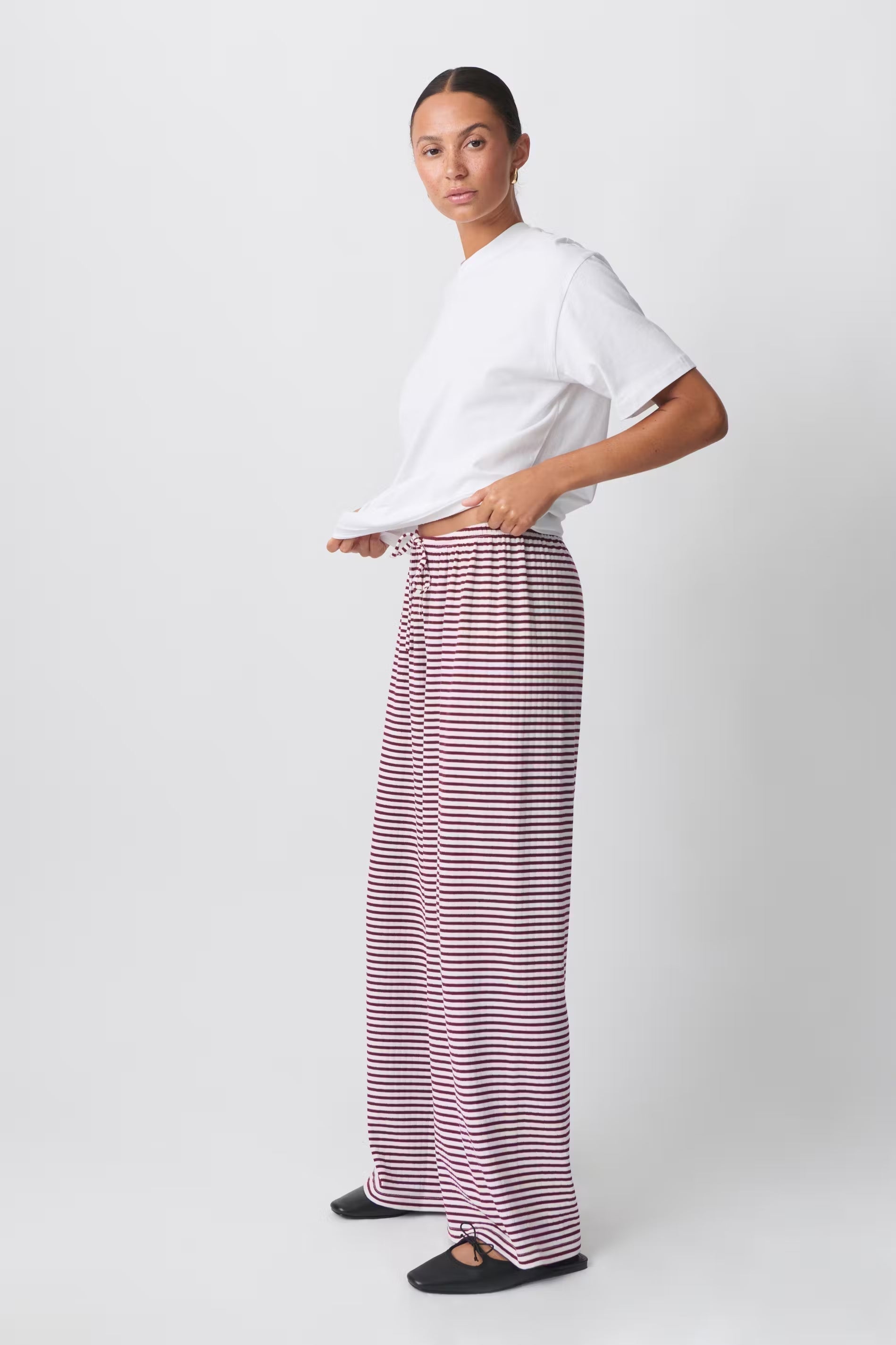 Women's Lightweight Cotton Striped Relaxed Pants | Casual Spring Fashion | Comfortable Everyday Wear