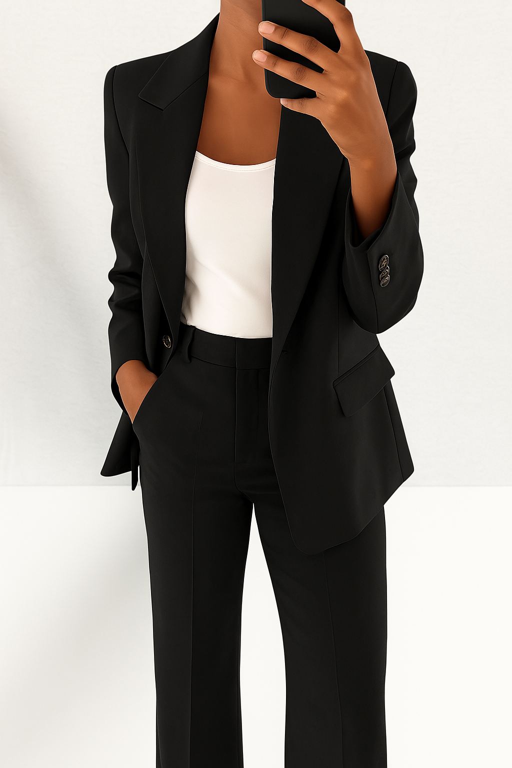 Women's Tailored Blazer and Trousers Suit Set - Professional Office Attire - Versatile Workwear Outfit for Career Success