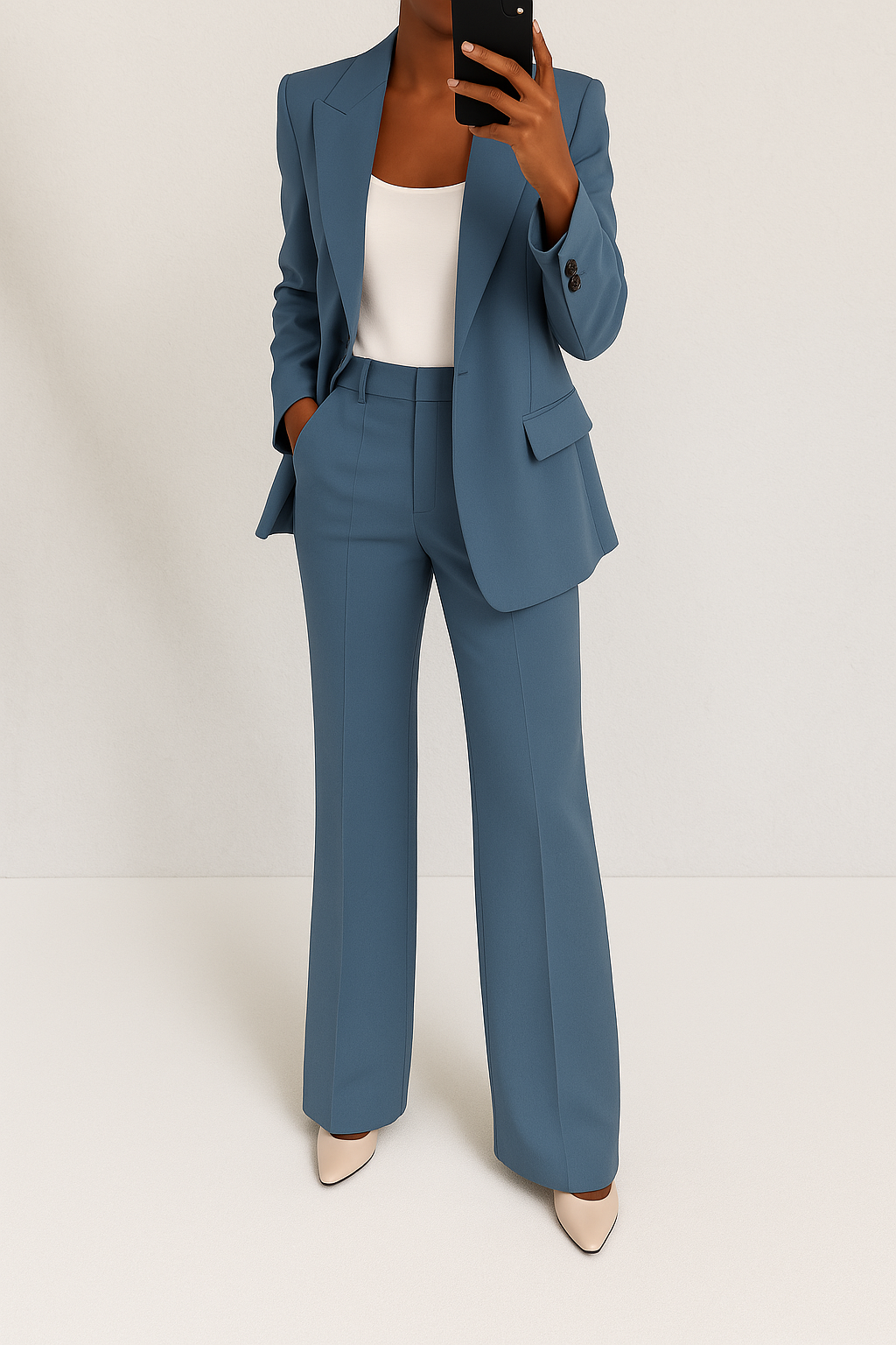 Women's Tailored Blazer and Trousers Suit Set - Professional Office Attire - Versatile Workwear Outfit for Career Success
