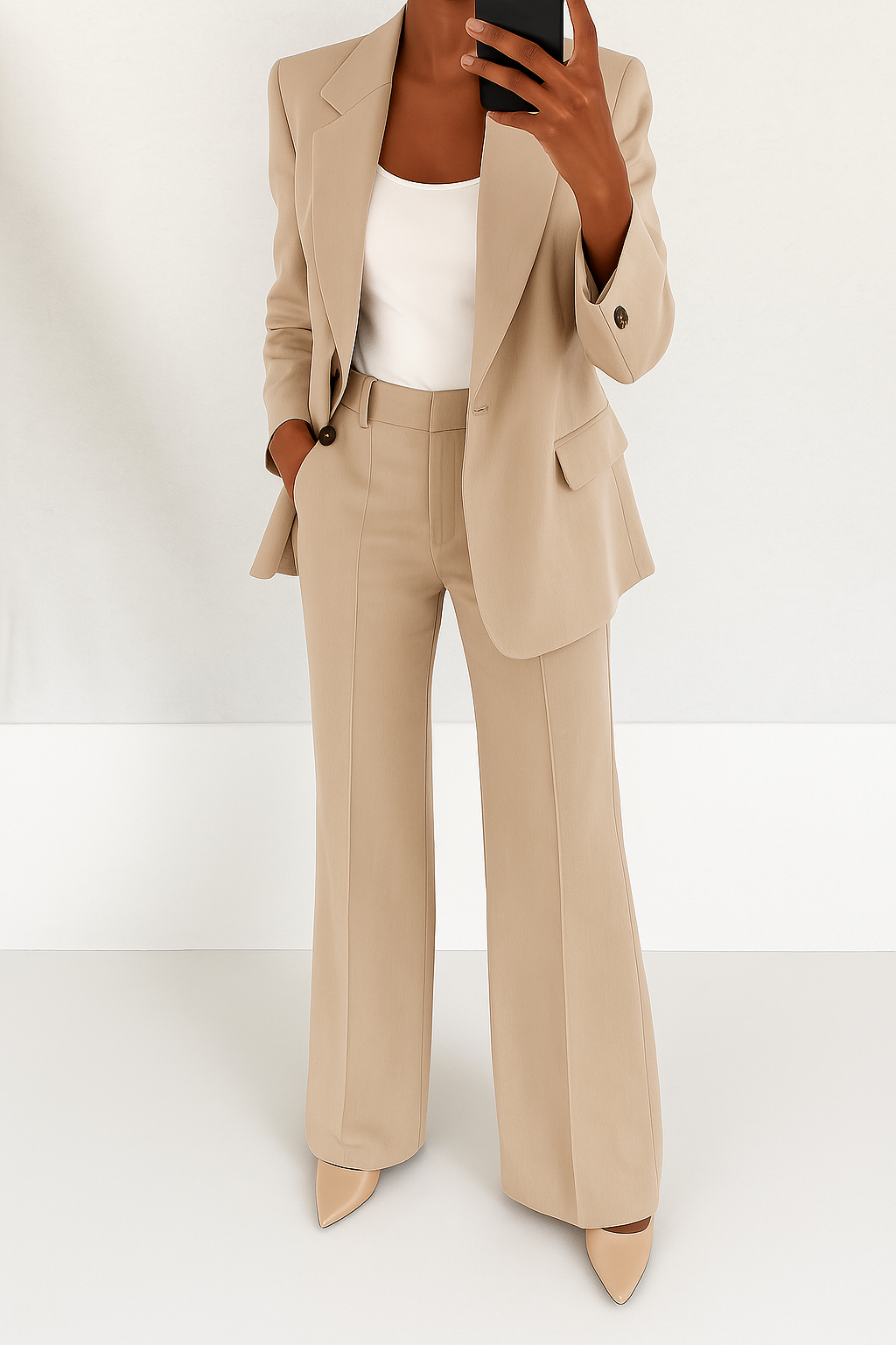 Women's Tailored Blazer and Trousers Suit Set - Professional Office Attire - Versatile Workwear Outfit for Career Success