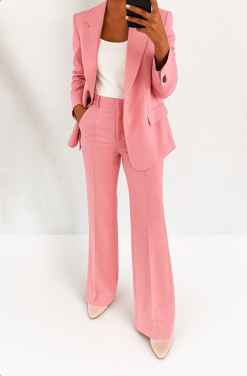 Women's Tailored Blazer and Trousers Suit Set - Professional Office Attire - Versatile Workwear Outfit for Career Success