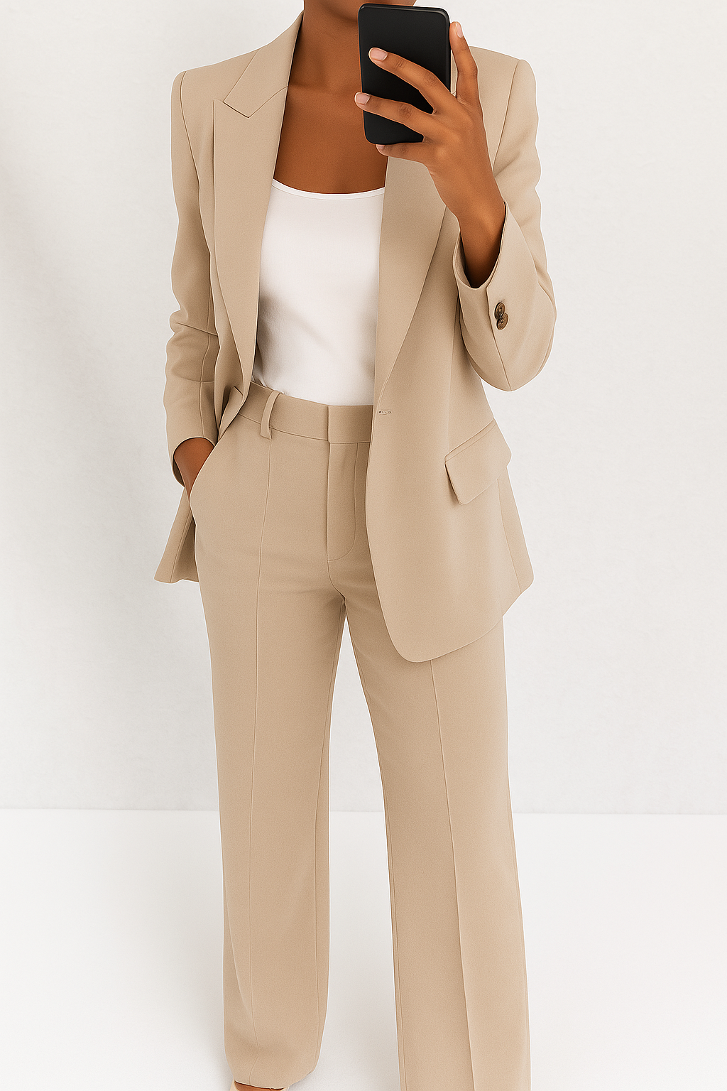 Women's Tailored Blazer and Trousers Suit Set - Professional Office Attire - Versatile Workwear Outfit for Career Success