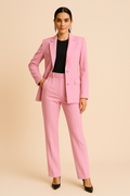 Women's Blazer and Pleated Pants Set - Tailored Office Outfit for Professional and Formal Events
