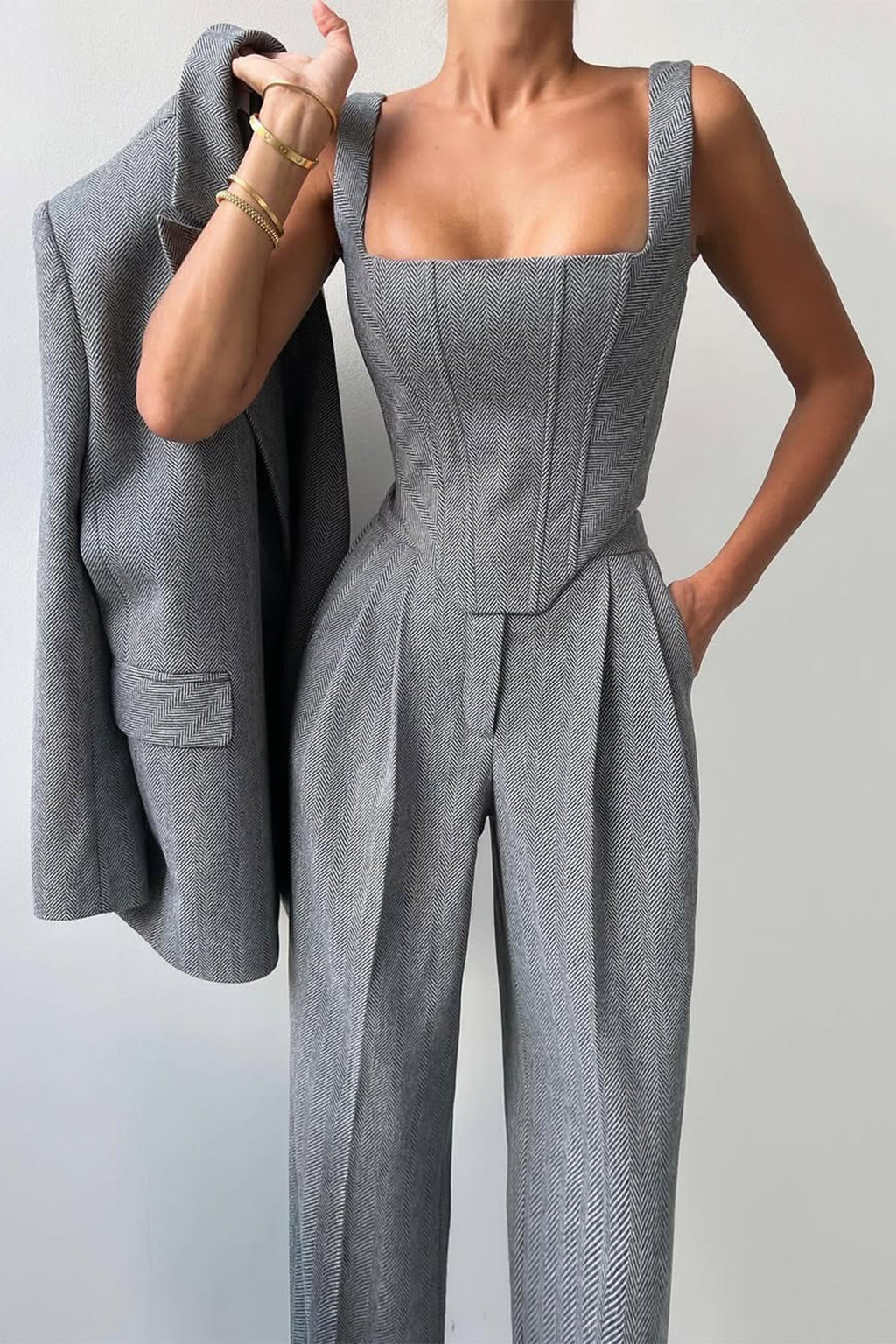 Women's Tailored Three-Piece Trouser Suit Set | Professional Office Attire for Events | Elegant Fit and Design