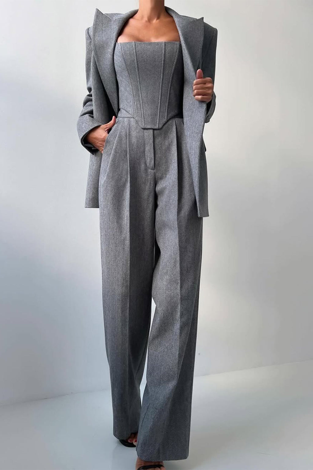 Women's Tailored Three-Piece Trouser Suit Set | Professional Office Attire for Events | Elegant Fit and Design