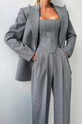 Women's Tailored Three-Piece Trouser Suit Set | Professional Office Attire for Events | Elegant Fit and Design