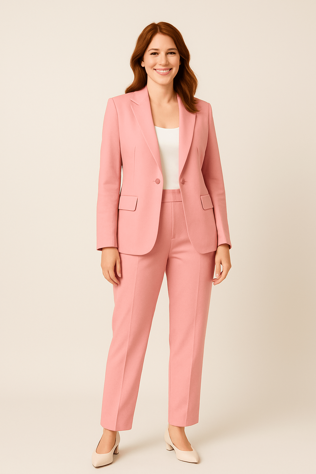 Women's Two-Piece Blazer and Trouser Set - Stylish Office Attire in Classic Fit