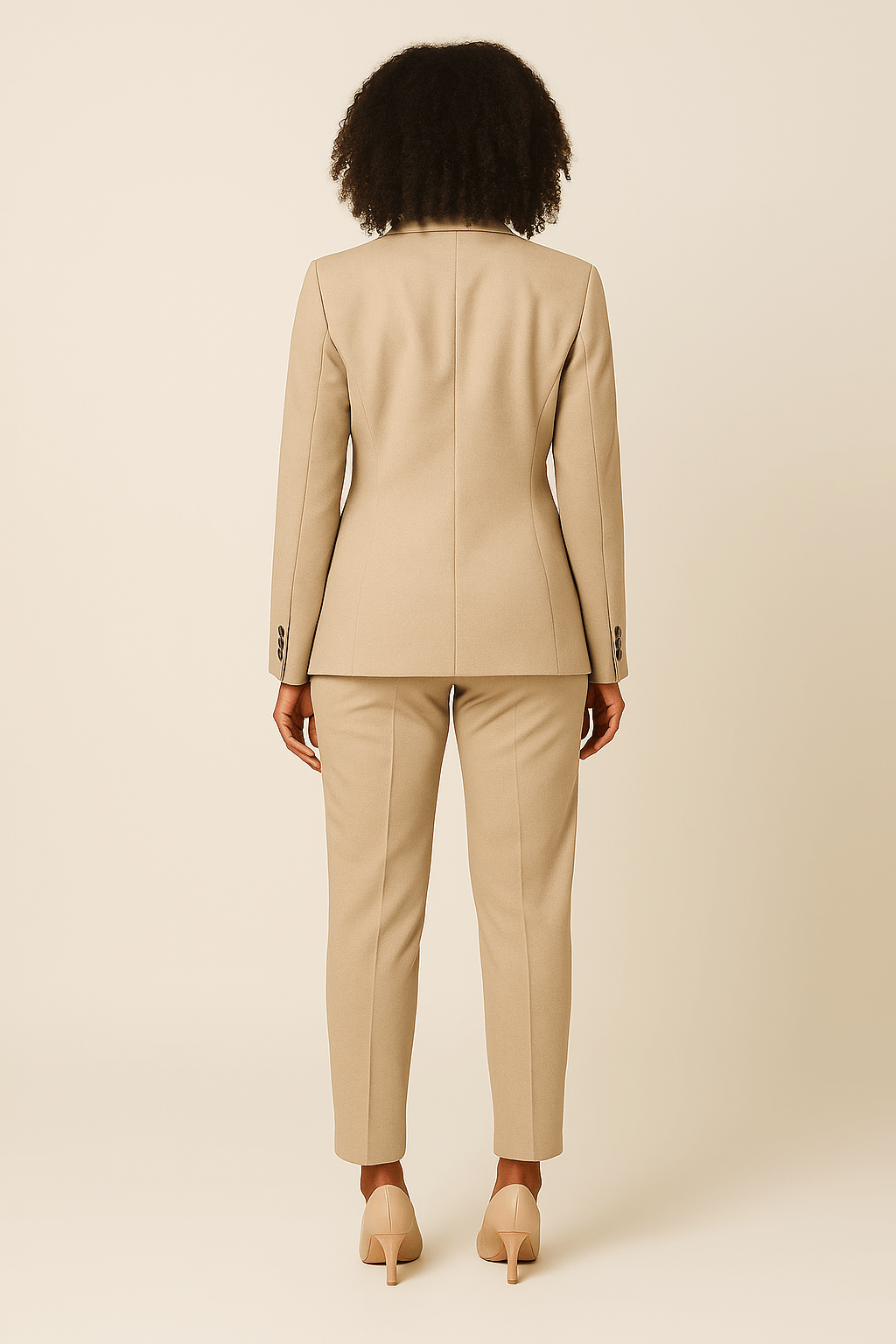 Women's Two-Piece Blazer and Trouser Set - Stylish Office Attire in Classic Fit