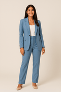 Women's Two-Piece Blazer and Trouser Set - Stylish Office Attire in Classic Fit