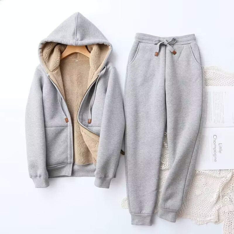 Women's Fleece Winter Hoodie and Jogger Set | Cozy Casual Loungewear for Cold Weather