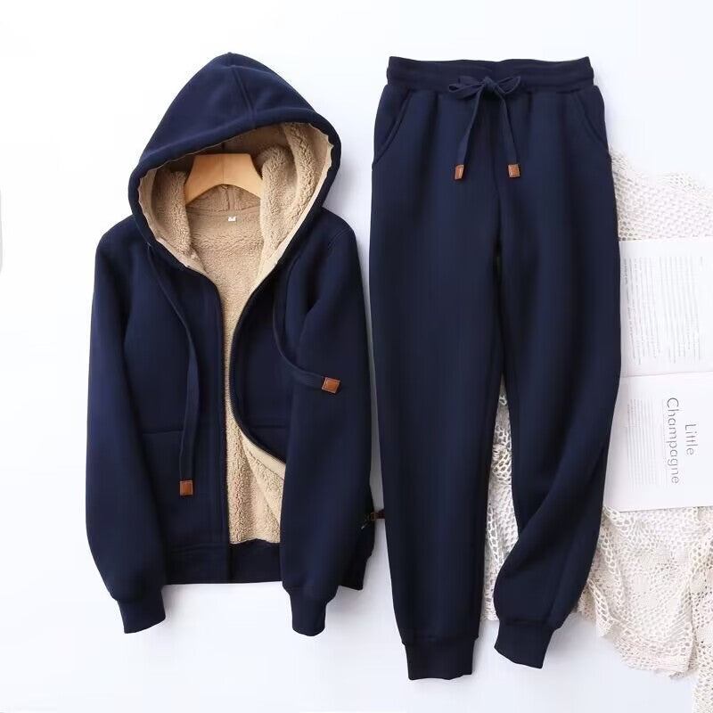 Women's Fleece Winter Hoodie and Jogger Set | Cozy Casual Loungewear for Cold Weather