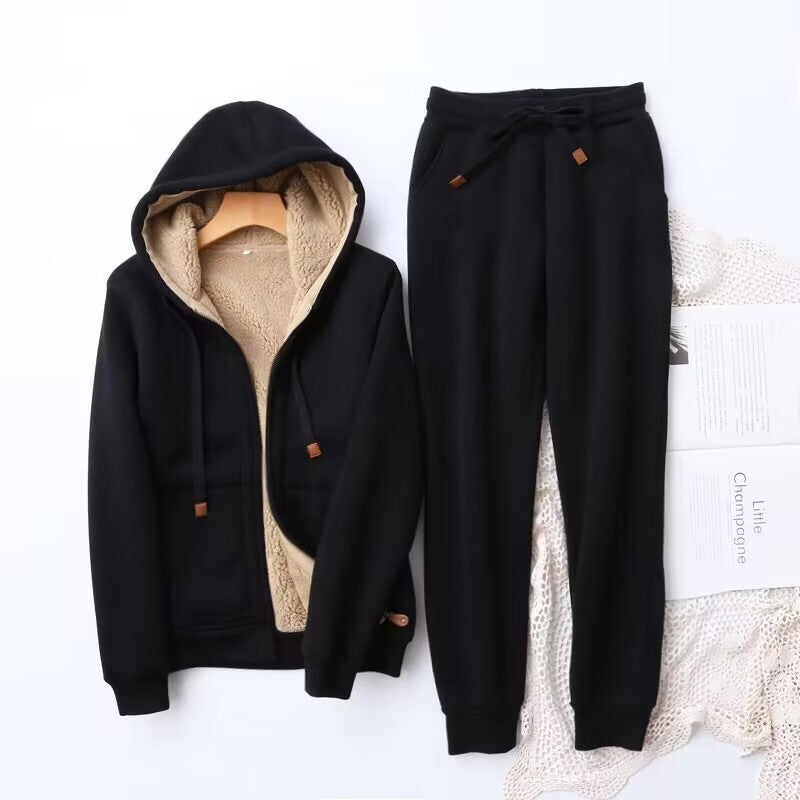 Women's Fleece Winter Hoodie and Jogger Set | Cozy Casual Loungewear for Cold Weather