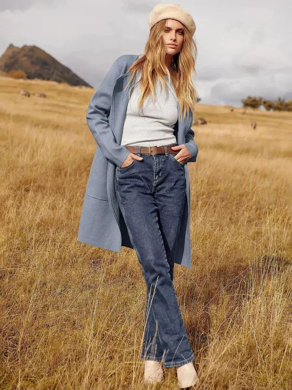 Wool Blend Lapel Coat for Women - Elegant Outerwear for Casual and Formal Wear