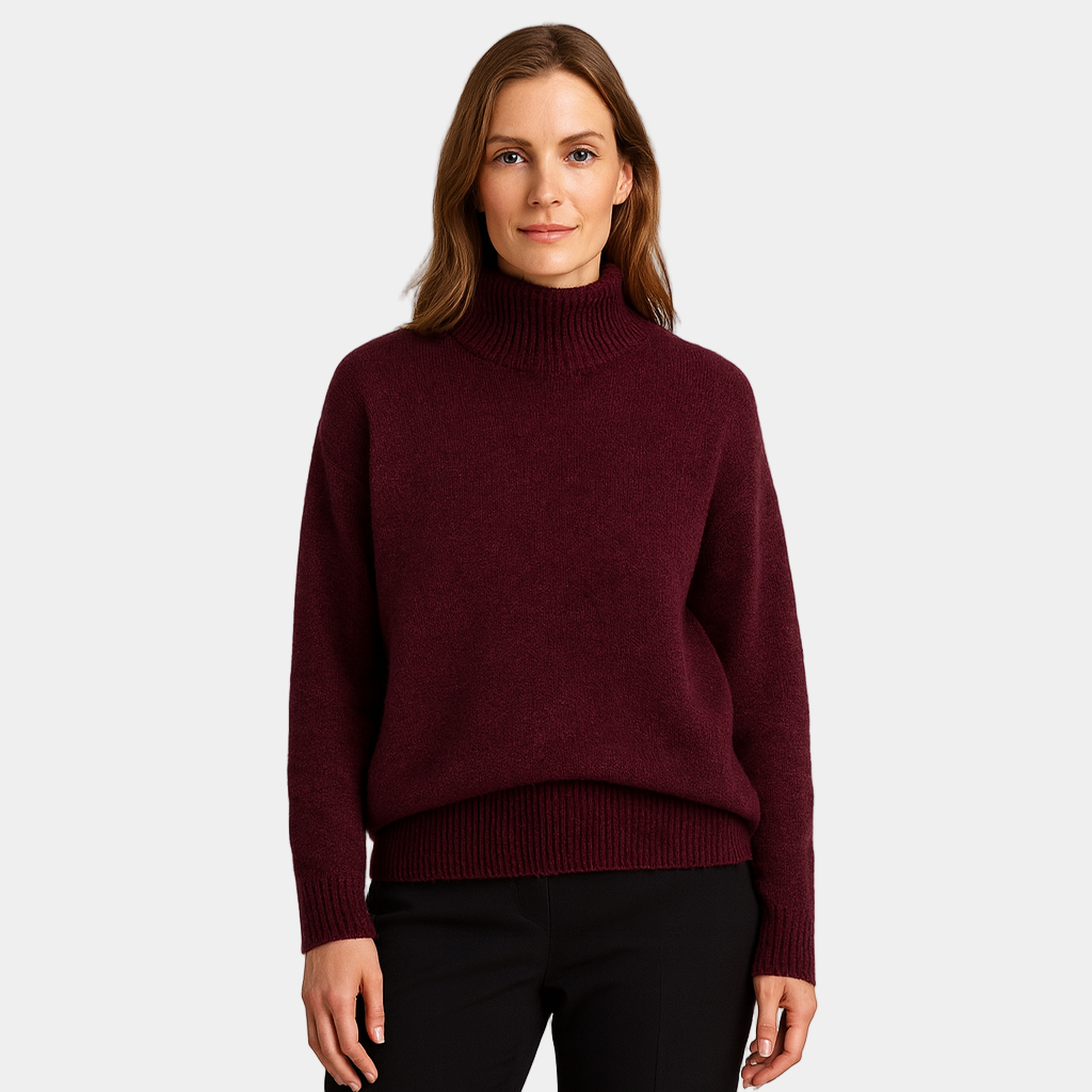 Wool Turtleneck Sweater for Women - Soft Knit Casual Jumper for Layering and Daily Wear