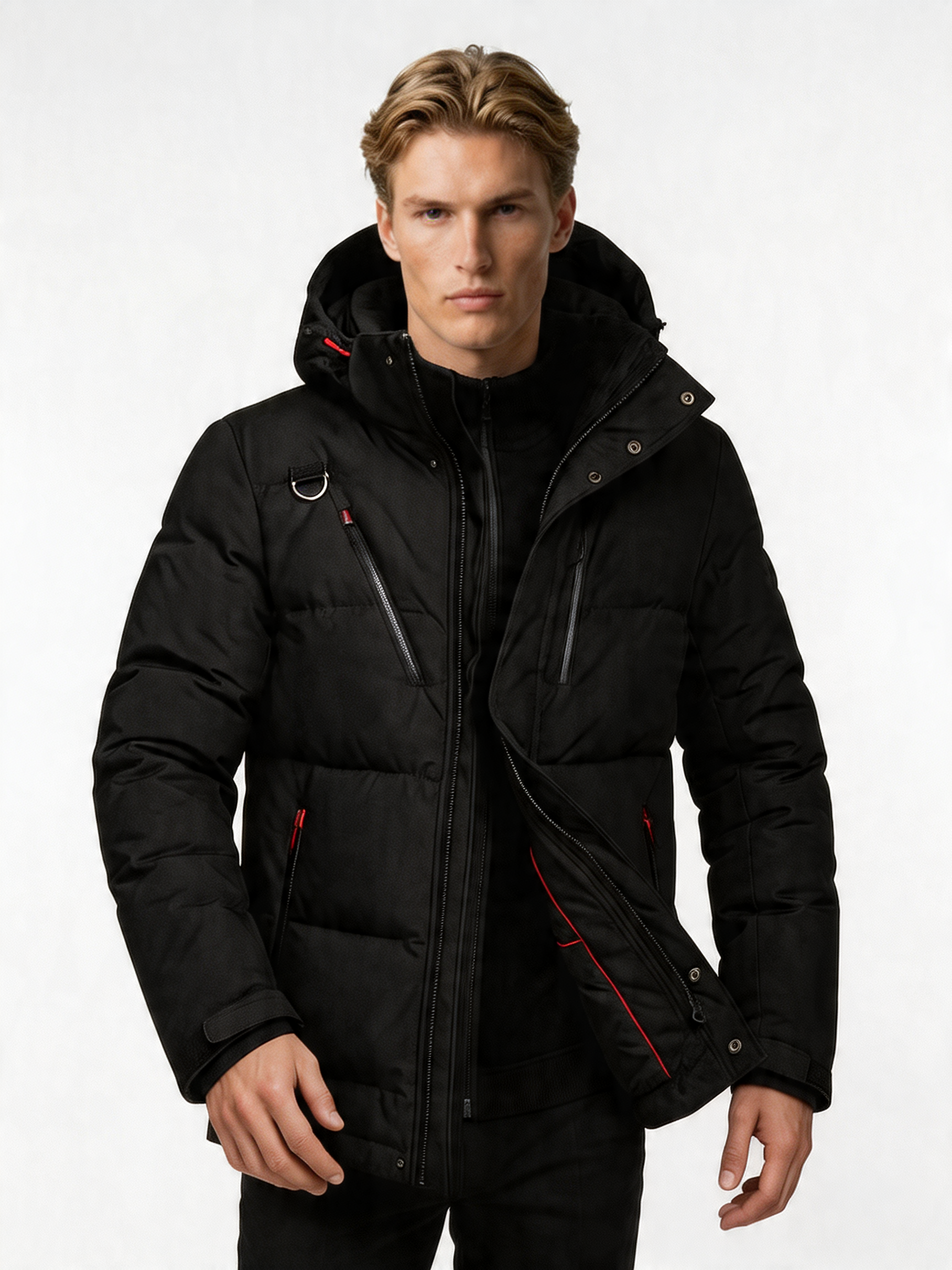Men's Down Parka Jacket | Warm Windproof Hooded Outerwear | Ideal for Cold Weather Activities | Durable Insulated Design
