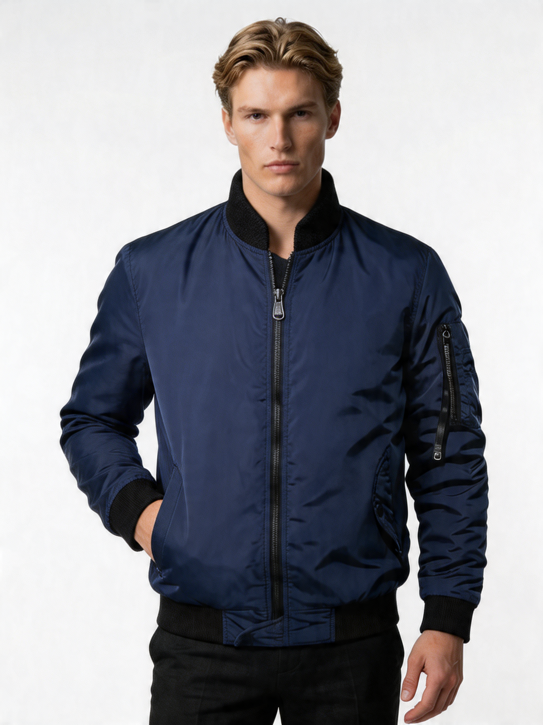 Men's Lightweight Zip-Up Bomber Jacket with Pockets | Casual Everyday Outerwear | Versatile Design for All Seasons