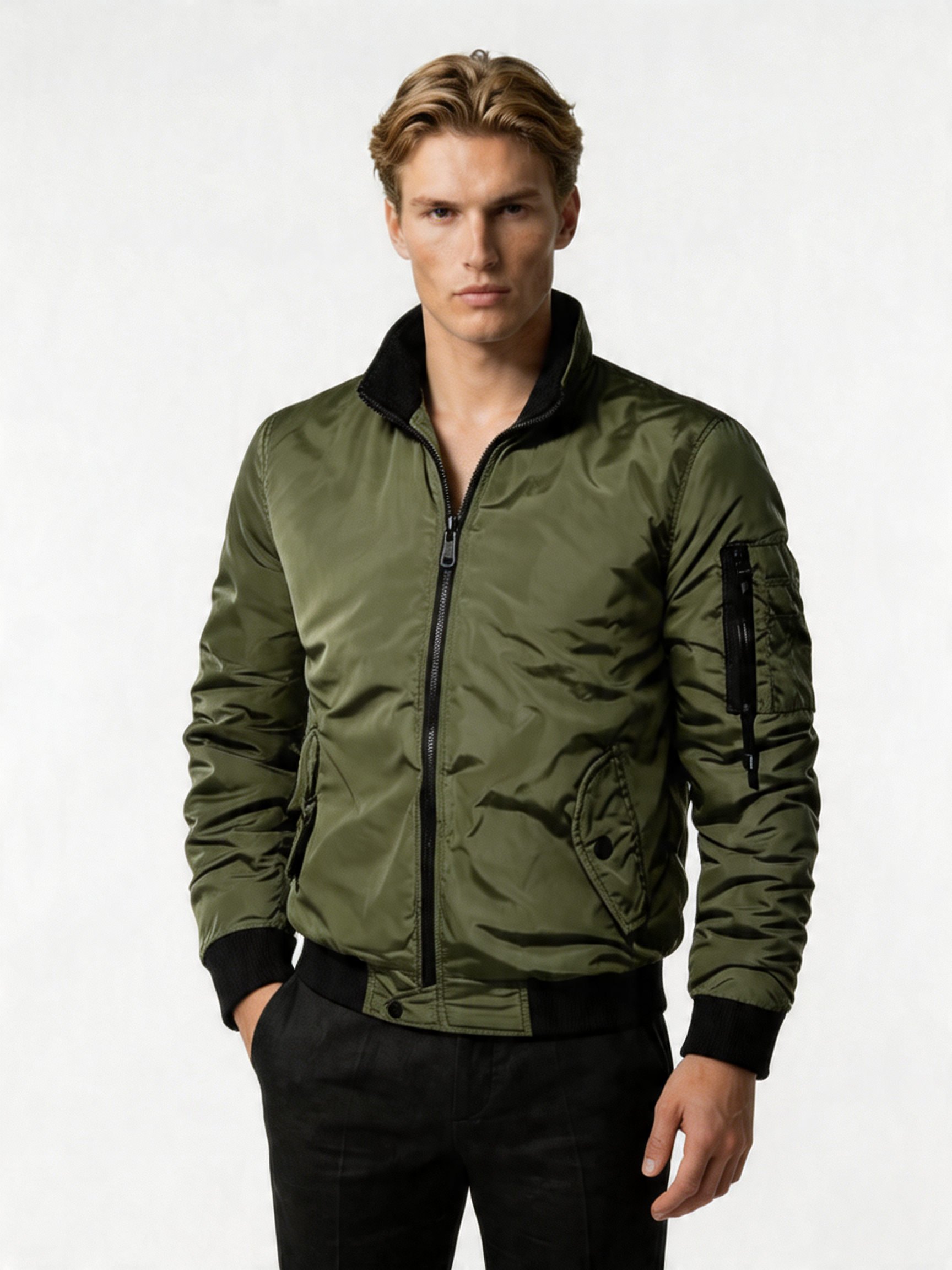 Men's Lightweight Zip-Up Bomber Jacket with Pockets | Casual Everyday Outerwear | Versatile Design for All Seasons