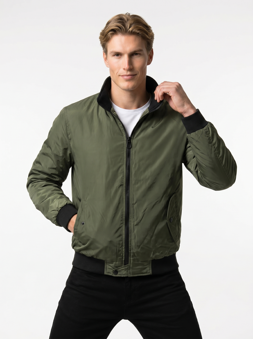 Men's Lightweight Zip-Up Bomber Jacket with Pockets | Casual Everyday Outerwear | Versatile Design for All Seasons