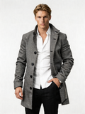 Houndstooth Checkered Wool Blend Long Coat | Stylish Overcoat for Men | Formal and Casual Wear