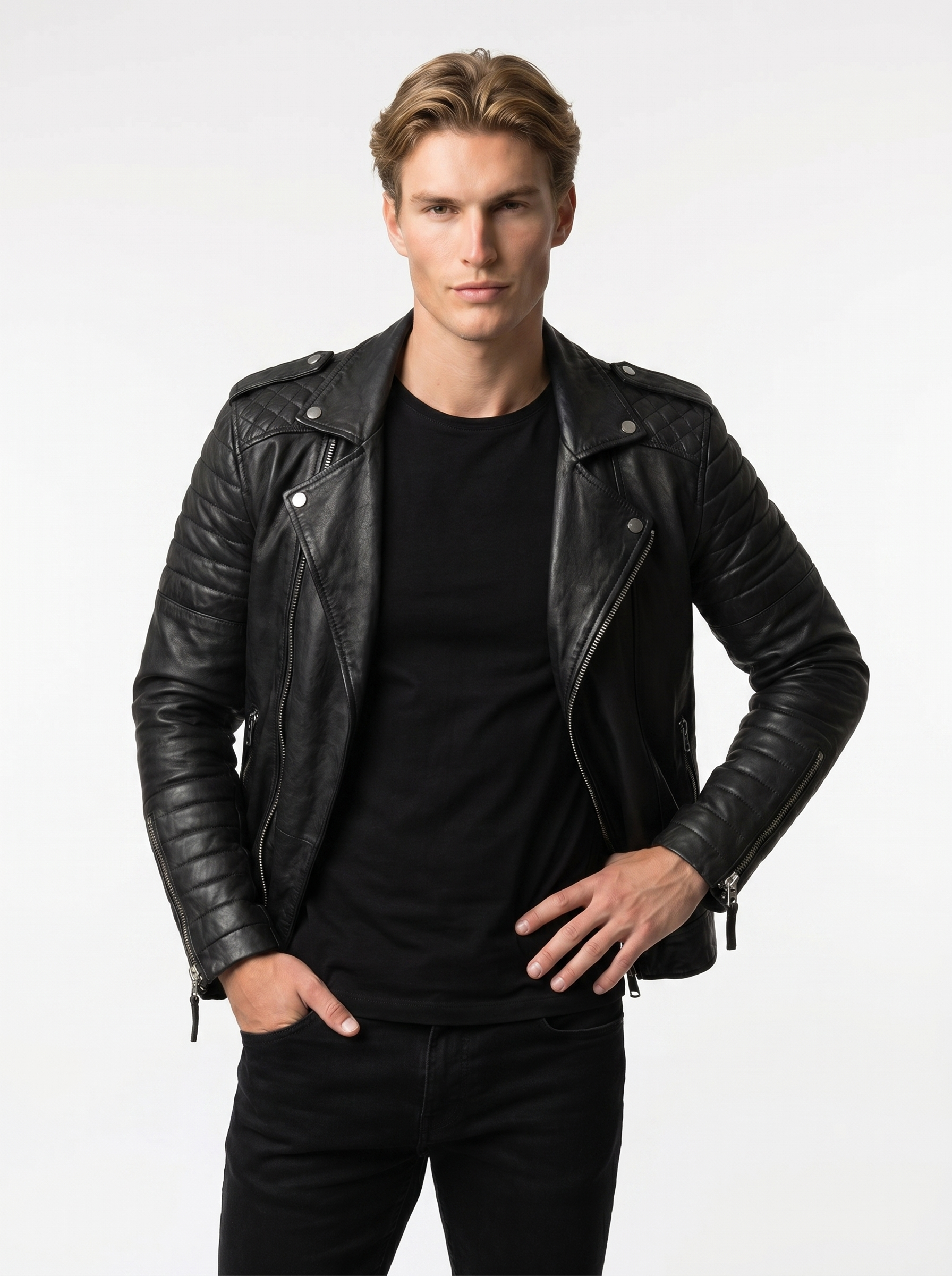 Men's Faux Leather Zip-Up Biker Jacket | Casual Riding Outerwear | Stylish Everyday Jacket