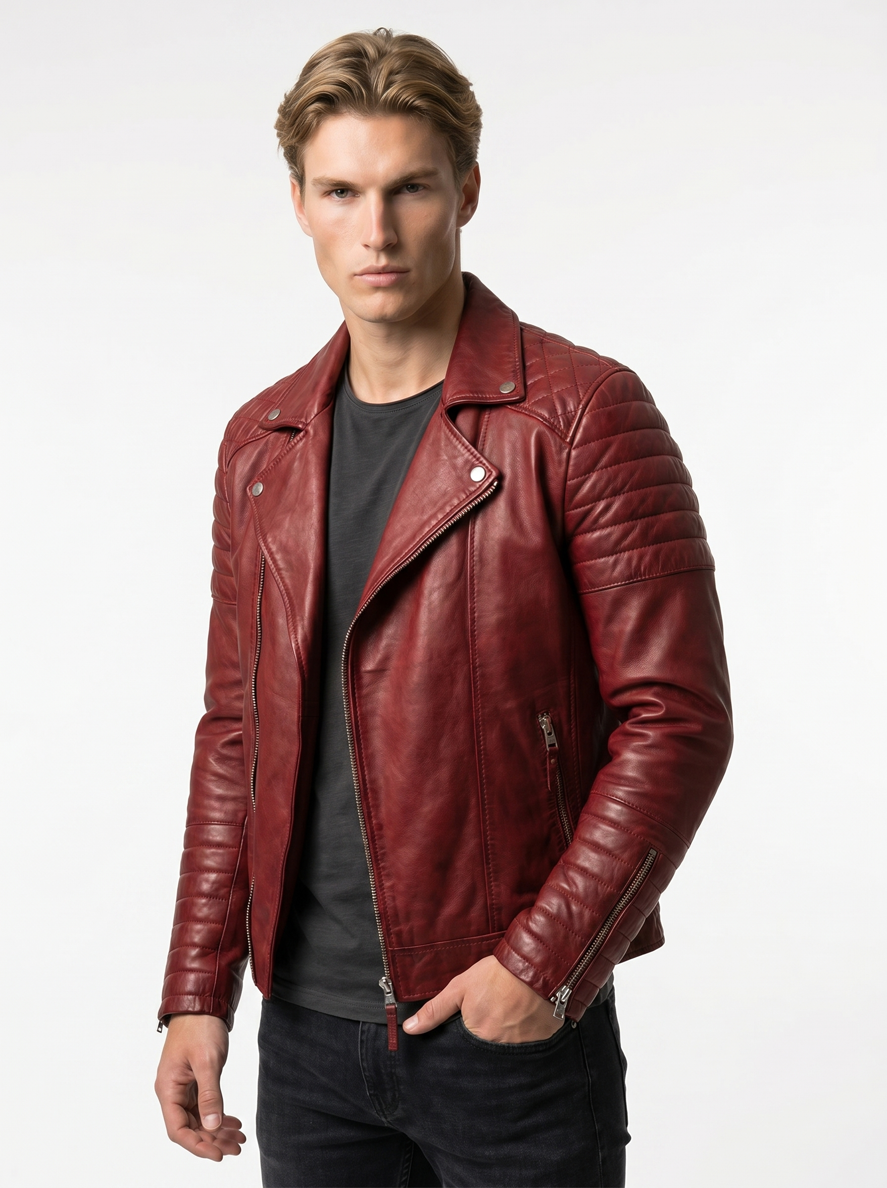 Men's Faux Leather Zip-Up Biker Jacket | Casual Riding Outerwear | Stylish Everyday Jacket
