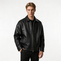 Men's Leather Bomber Jacket | Oversized Design | Casual Streetwear Outerwear for Everyday Use