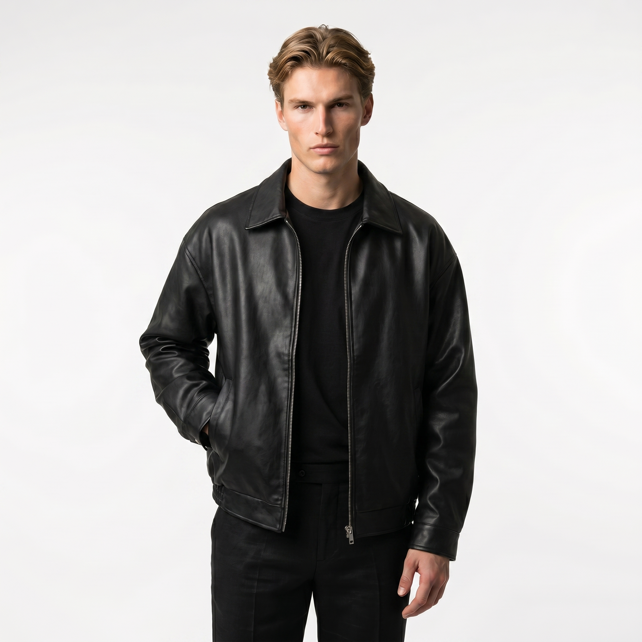 Men's Leather Bomber Jacket | Oversized Design | Casual Streetwear Outerwear for Everyday Use