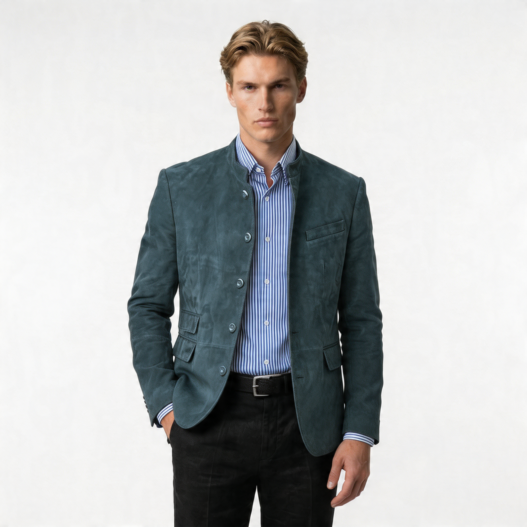 Men's Lightweight Mandarin Collar Blazer | Tailored Fit | Casual or Formal Wear | Ideal for Events and Office Attire