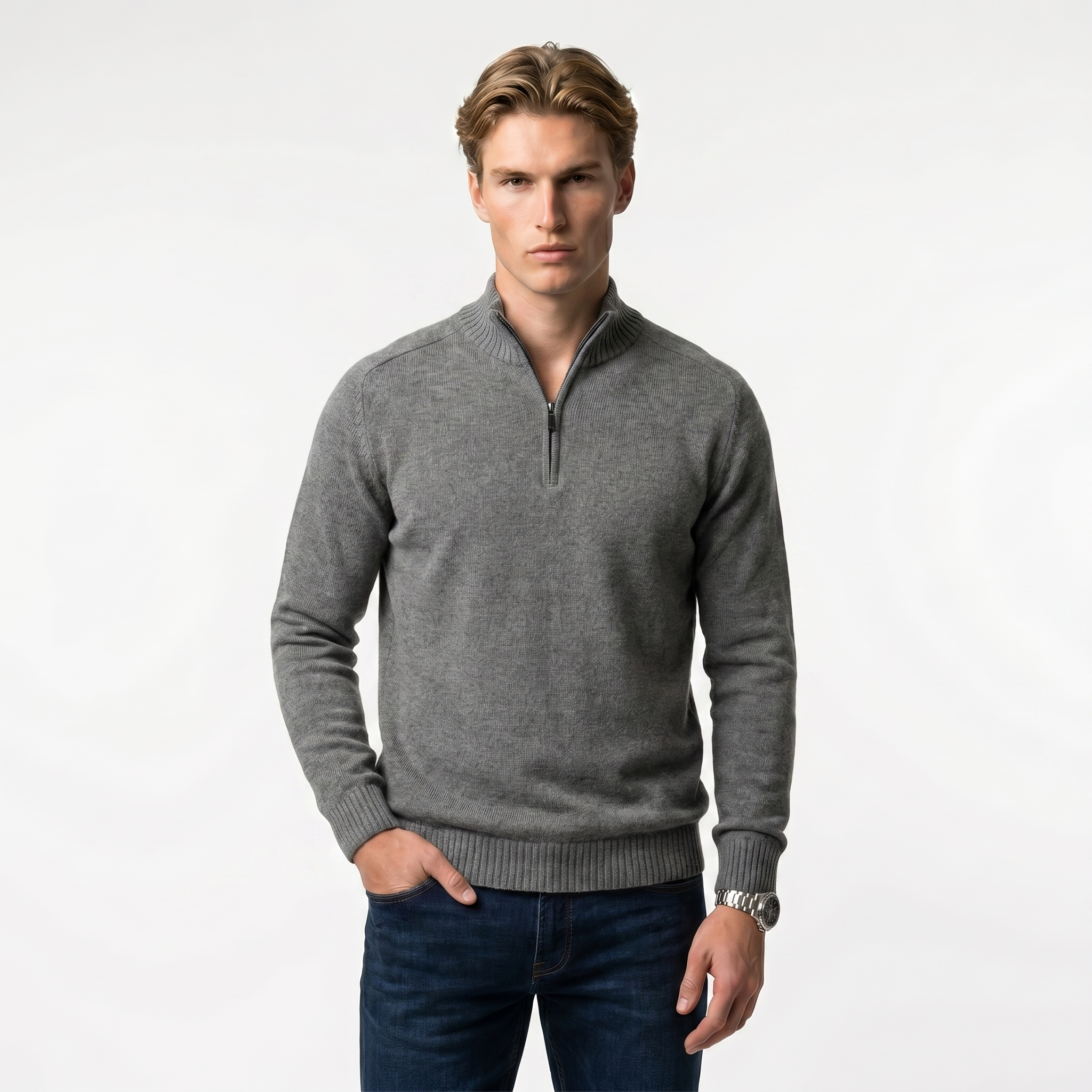 Men's Zip-Up Sweater | Soft Knit Fabric | Casual Everyday Wear | Multiple Color Options Available