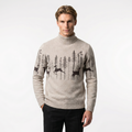 Men's Knit Christmas Sweater - Reindeer Forest Design - Cozy Pullover for Holiday Parties and Festive Events