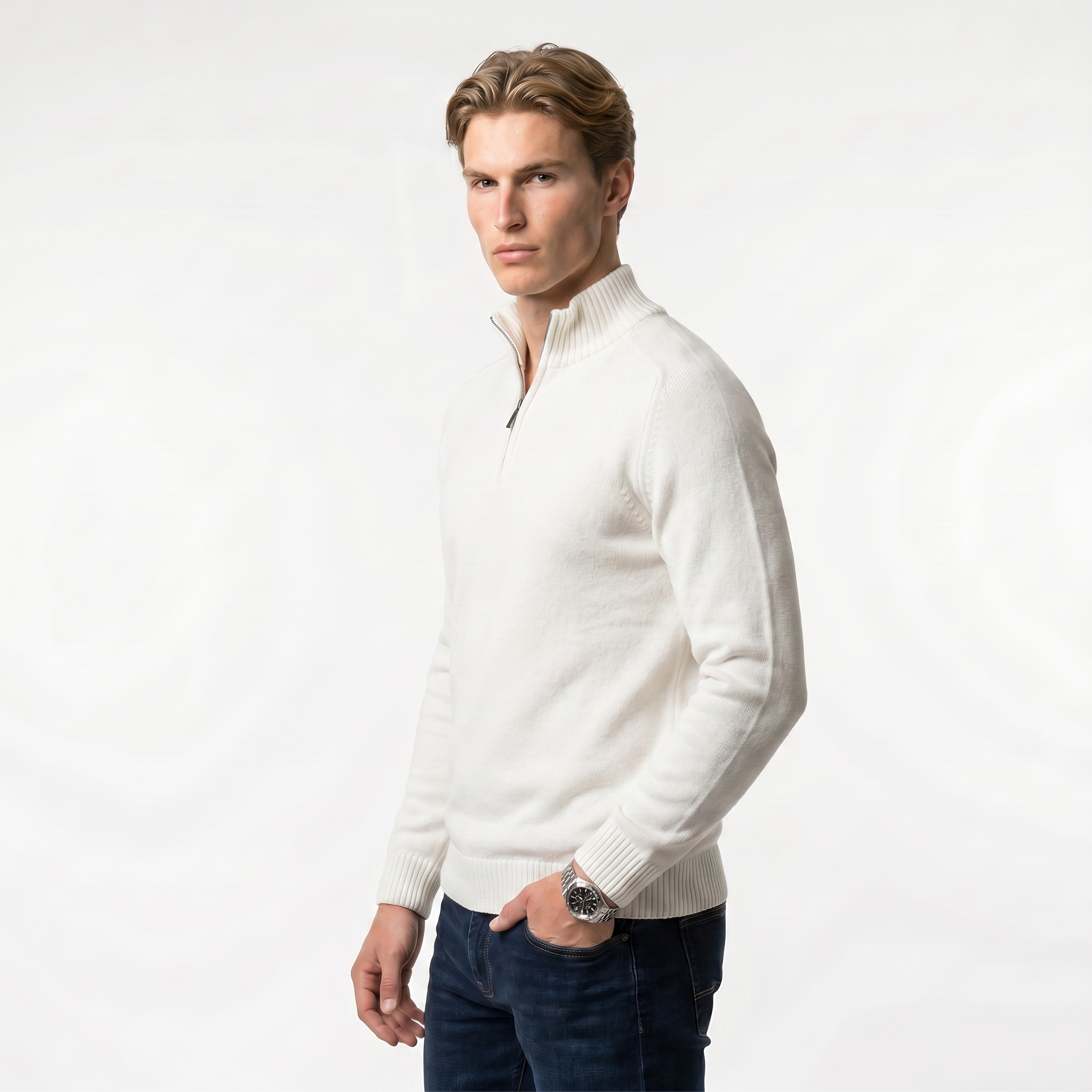 Men's Zip-Up Sweater | Soft Knit Fabric | Casual Everyday Wear | Multiple Color Options Available