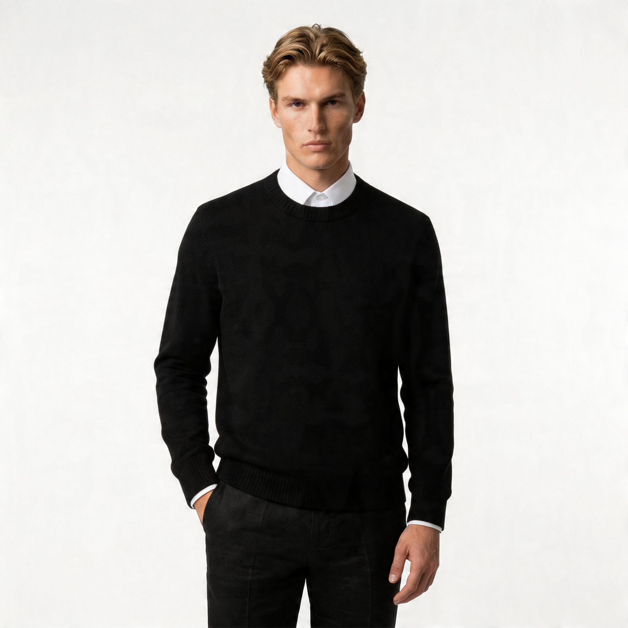 Men's Winter Pullover Sweater - Warm Knit Fabric - Classic Casual Style for Everyday Wear