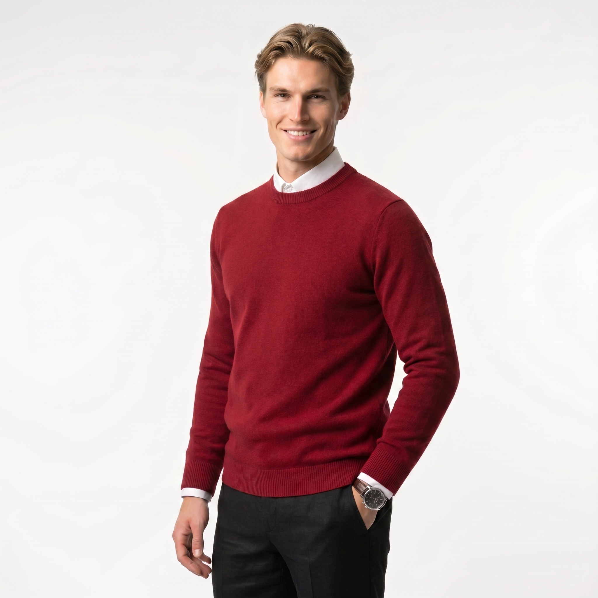 Men's Winter Pullover Sweater - Warm Knit Fabric - Classic Casual Style for Everyday Wear