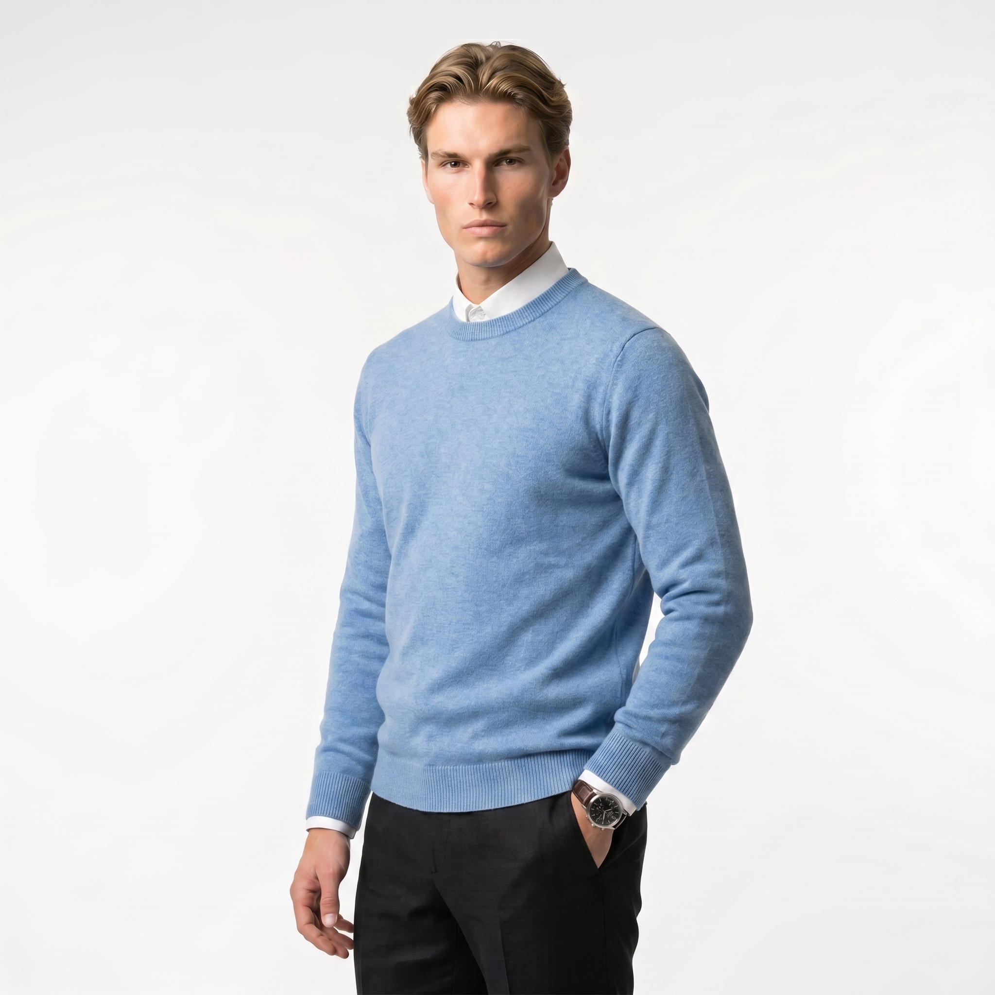 Men's Winter Pullover Sweater - Warm Knit Fabric - Classic Casual Style for Everyday Wear